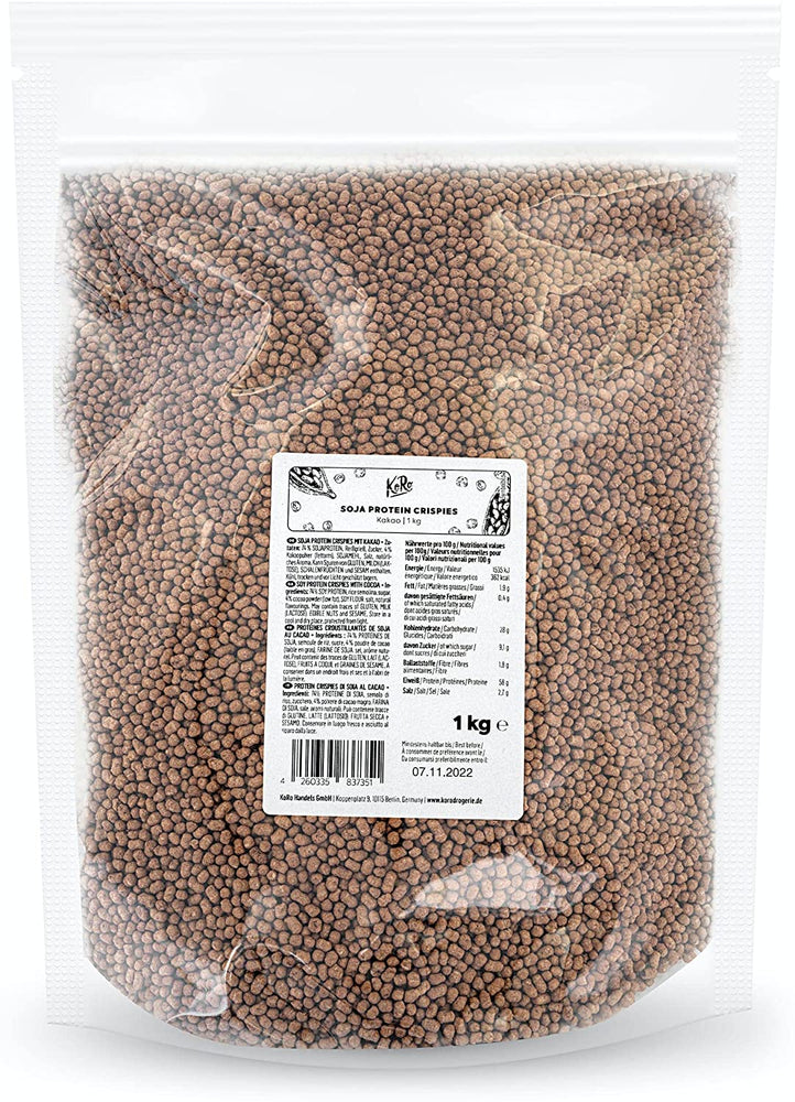 Crispies proteici di soia al cacao palline croccanti, 58% proteine vegan KORO 1kg